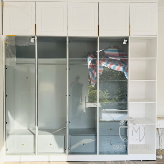 Tủ Áo Kính Cường Lực Nhôm XingFa TM28